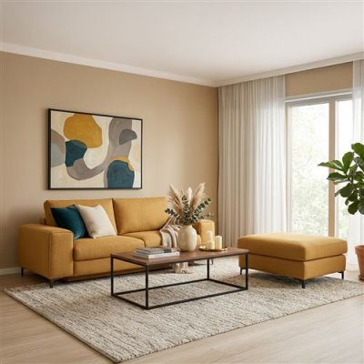 MAISON AUBERTIN Pouf Fiesole Tissu Jaune - Jaune