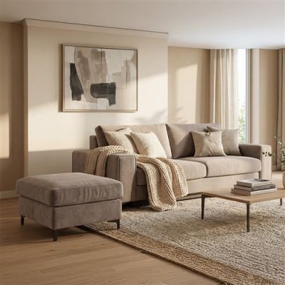 MAISON AUBERTIN Pouf Fiesole Velours Beige - Beige