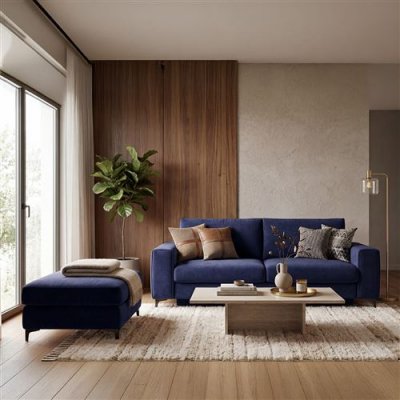 MAISON AUBERTIN Pouf Fiesole Velours Bleu - Bleu