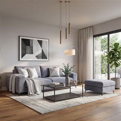 MAISON AUBERTIN Pouf Fiesole Velours Gris clair - Gris clair