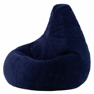 ICON Pouf inclinable velours c&ocirc;tel&eacute; bleu marine