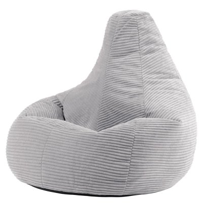 ICON Pouf inclinable velours c&ocirc;tel&eacute; gris clair