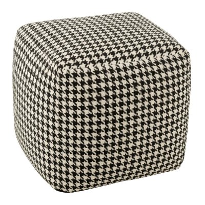 J-LINE Pouf Pied-de-poule ""joshua"" 45cm Noir & Blanc