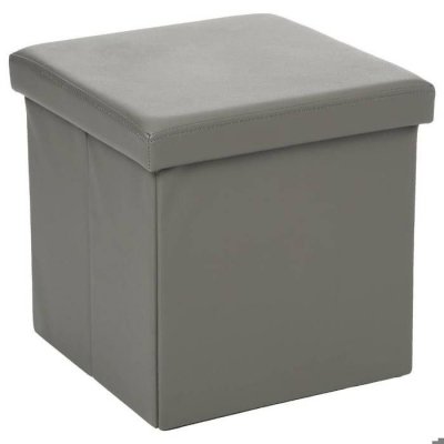 ATMOSPHERA CREATEUR D INTERIEUR Pouf pli PVC carr&eacute; gris 38x38 cm