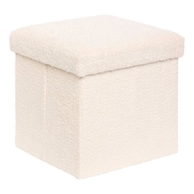 ATMOSPHERA Pouf Pliable Coffre Soana En Bouclette Ivoire 38x38cm - 