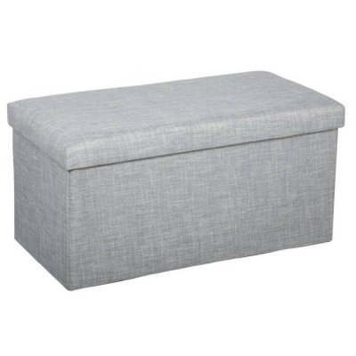 PARIS PRIX Pouf pliable double Tomaz - Gris clair - L 75,7 x P 37,5 x H 38 cm
