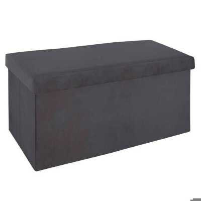 ATMOSPHERA CREATEUR D INTERIEUR Pouf pliable Tess en velours - Gris fonce - L 76 x P 38 x H 38 cm