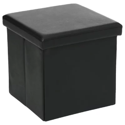 ATMOSPHERA Pouf Pliant Noir -  cr&eacute;ateur d'int&eacute;rieur