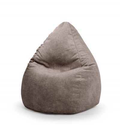 SITTING POINT Pouf poire aspect cuir vielli taupe 70x110