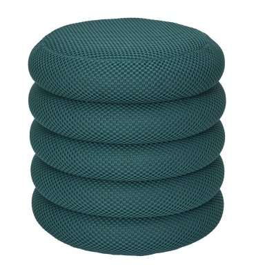 ALTOBUY Pouf rangement rond en tissu textur&eacute; maille 3D bleu - ELECTRON -