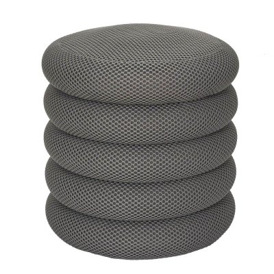 ALTOBUY Pouf rangement rond en tissu textur&eacute; maille 3D gris - ELECTRON -