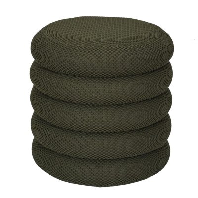 ALTOBUY Pouf rangement rond en tissu textur&eacute; maille 3D kaki - ELECTRON -