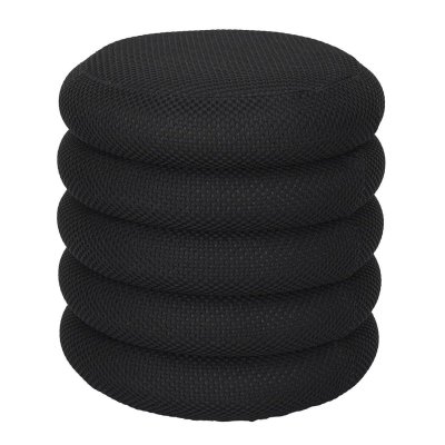 ALTOBUY Pouf rangement rond en tissu textur&eacute; maille 3D noir - ELECTRON -