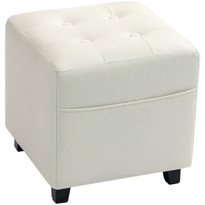 HOMCOM Pouf Repose-pieds Capitonn&eacute; Tissu