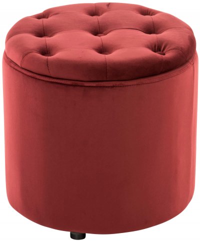 CLP Pouf repose-pieds Pantin en velours avec espace de rangement , Rouge