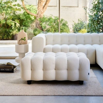 SWEEEK Pouf, repose-pieds pour canap&eacute; d'angle 3 places bouclette textur&eacute;e