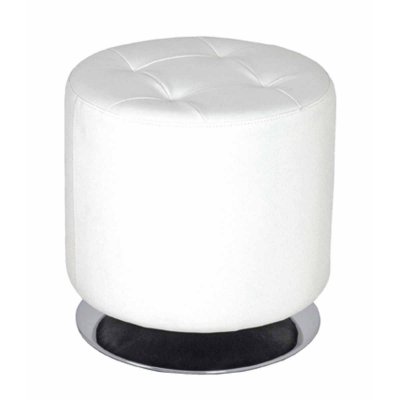 GENERIQUE Pouf Rond 40 Cm Blanc Et Chrome