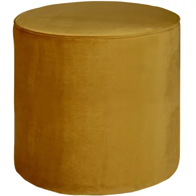 WOOOD Pouf rond et haut en velours - Ocre - 46x46x46 - Sara - jaune