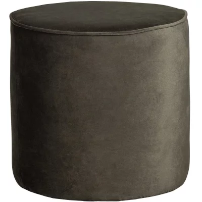 WOOOD Pouf rond et haut - Velours - Vert chaud - 46x46x46 cm -  Sara
