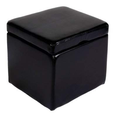 MENDLER Pouf tabouret cube-coffre Onex, cuir, 45x44x44cm, noir