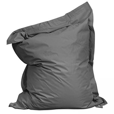 SOLYS Pouf taille XXL, coussin de jardin imperm&eacute;able gris antharcite