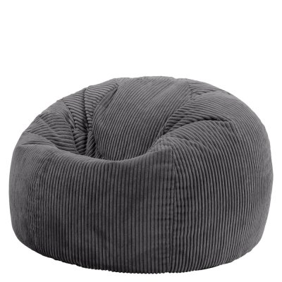 ICON Pouf velours c&ocirc;tel&eacute; gris anthracite