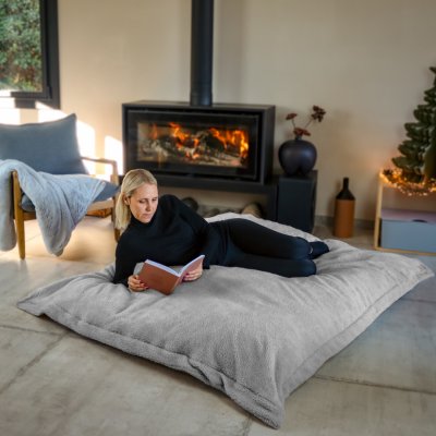VIVEZEN Pouf xxl d&eacute;houssable 150x180cm - gris clair