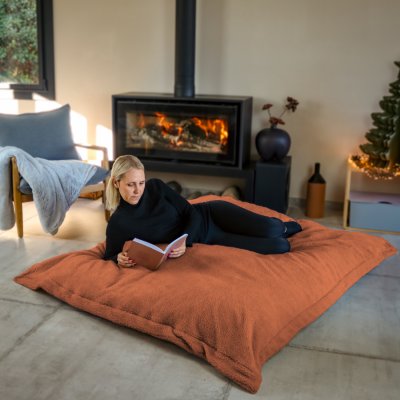 VIVEZEN Pouf xxl d&eacute;houssable 150x180cm - terracotta