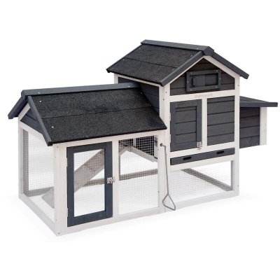 SWEEEK Poulailler en bois anthracite 3 poules