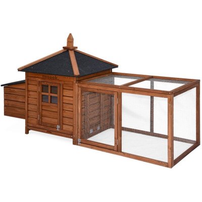 SWEEEK Poulailler en bois JAVA, 4 poules, cage &agrave; poule avec enclos
