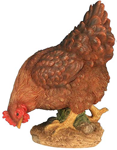 ANIMAUX EN RESINE Poule en r&eacute;sine picorant 20 x 12,3 x 26,2 cm