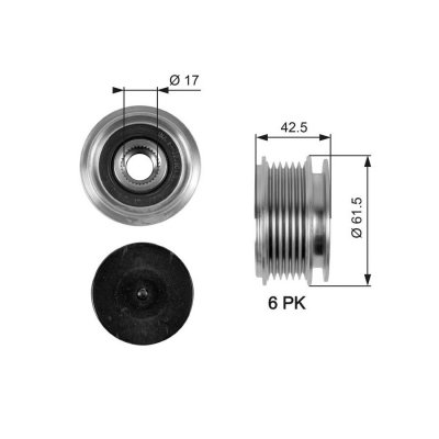GATES Poulie roue libre, alternateur DriveAlign&reg; , par ex. pour VW, Skoda, Audi, Seat