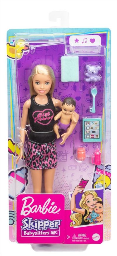 BARBIE Poup&eacute;e Amie de Skipper  Blonde B&eacute;b&eacute; et 4 accessoires