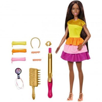 BARBIE Poup&eacute;e  brune cheveux boucl&eacute;s
