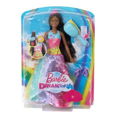 MATTEL Poup&eacute;e Barbie Dreamtopia Princesse Arc-en-ciel Sons et Lumi&egrave;res Brune