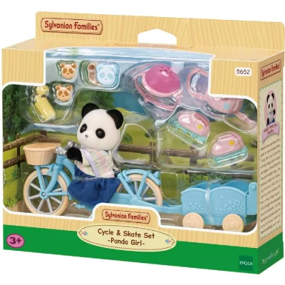 SYLVANIAN FAMILIES Poup&eacute;e  La Fille Panda, Son Velo Et Sa Remorque