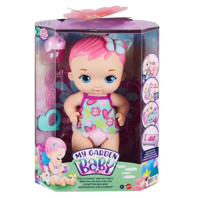 MATTEL Poupon My Garden Baby B&eacute;b&eacute; Papillon Rose boit et fait pipi
