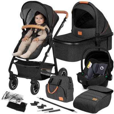 LIONELO Poussette Amber 3 en 1 LWOZAMBE31GYGHE Pliable Feuille de Pluie Aluminium Gris Fonce