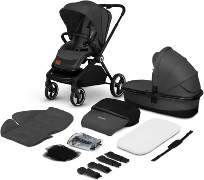 LIONELO Poussette Multifonction  Mika 2en1 Gris Graphite
