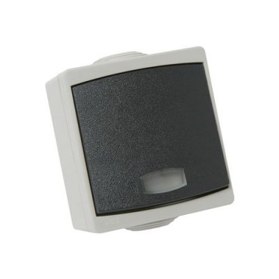 DEBFLEX Poussoir &agrave; voyant  PERLE 10 amp&egrave;res &eacute;tanche IP65 gris