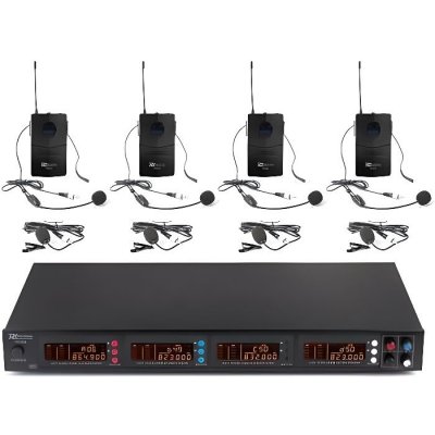 POWER DYNAMICS  PD504B Set micros sans fil UHF - 4x micro- casque + &eacute;metteur de poche 4x 50 canaux