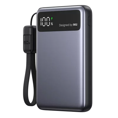 INIU Powerbank 10000mAh Universelle Pocket Pro Slim Ultra Rapide 45 W Noir