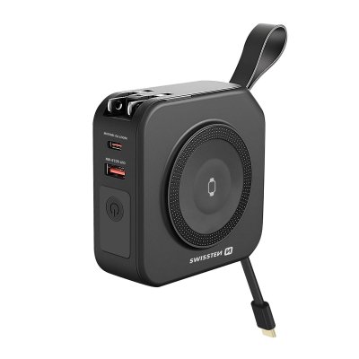 SWISSTEN Powerbank All-in-one Pro Magsafe / Usb / Usb-c Avec Prises Internationales Noir 