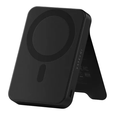 SATECHI PowerBank Magn&eacute;tique 10000mAh Compatible Qi2 15W Mod&egrave;le OntheGo avec Support Noir