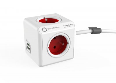 ALLOCACOC PowerCube EXtented USB multiprise rouge