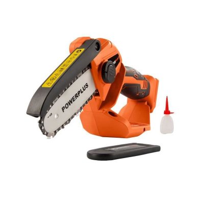 POWERPLUS  No Bat No Charge 20v 100 Mm Mini Cordless Chainsaw Orange