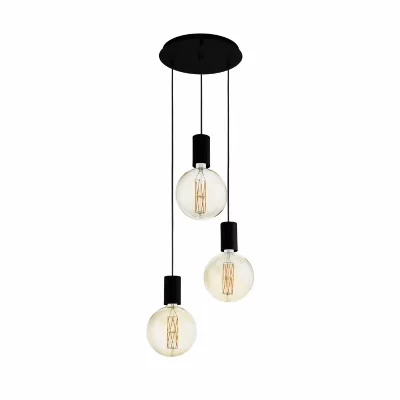 EGLO Pozueta plafonnier suspendu 3 lampes cluster noir