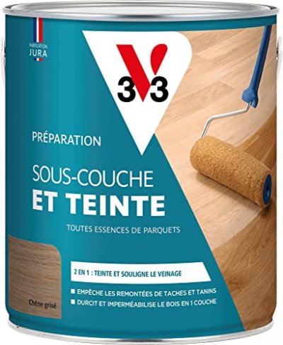 V33 Pr&eacute;paration parquets SOUS-COUCHE & TEINTE - Gris 2,5 L - Gris