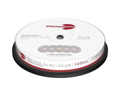 PRIMEON  BD-R DL Cakebox (10 disques) 50GB/2-8x, Surface Ultra-Prot&eacute;g&eacute;e