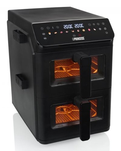 PRINCESS  Friteuse &Agrave; Air Verticale Double Panier 182490 2x5,6l 3000w Noire